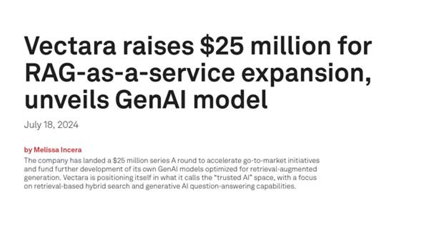 451 Research: “Marketing Impact Report: Vectara”