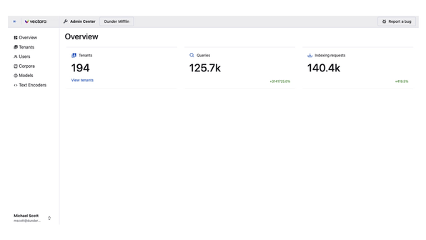 Visibility and Control: Vectara’s Admin Center